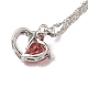 Resin Heart Pendant Necklace with Singapore Chains NJEW-C003-01C-3