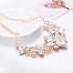 Fashion Women Jewelry Zinc Alloy Glass Rhinestone Flower Bib Statement Choker Collar Necklaces NJEW-BB15155-B-6
