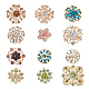 Nbeads 12 Uds. 7 estilos botones de rhinestone de circonio multicolor botones de cristal de flores JEWB-NB0001-17-1