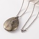 Teardrop 304 Stainless Steel Pyrite Pendant Necklaces NJEW-JN01512-2