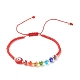 Плоские круглые браслеты из плетеных бусин лэмпворк от сглаза BJEW-JB07234-4