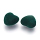 フロッキーアクリルビーズ  ハート  濃い緑  17x18x8mm  穴：1.5mm WOVE-F021-03-02-2