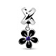 TINYSAND Rhodium Plated 925 Sterling Silver Flower European Dangle Charms TS-P-022-1