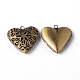 Corazón de filigrana de bronce hueca colgantes difusor medallón X-ECF135-1AB-2