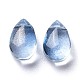 クリアガラスチャーム  キラキラゴールドパウダー  ティアドロップ  ブルー  9x6x5mm  穴：1mm GGLA-M004-05B-06-2