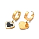 Boucles d'oreilles pendantes coeur acrylique noir avec strass EJEW-E286-07G-2