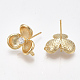 Brass Cubic Zirconia Stud Earring Findings KK-S350-412G-2