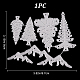 炭素鋼カッティングダイステンシル  DIYスクラップブッキング用  フォトアルバム  装飾的なエンボス紙カード  ステンレス鋼色  山と森  山と森  80x97x1mm  穴：1.2mm DIY-WH0349-64-2