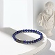 Natural Lapis Lazuli(Dyed) Round Beads Stretch Bracelets Set BJEW-JB06980-03-6
