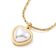 Plastic Imitation Pearl Heart Pendant Necklace NJEW-A004-09G-1