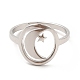 201 anillo ajustable luna y estrella de acero inoxidable para mujer RJEW-F131-07P-2