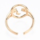Brass Abstract Face Open Cuff Ring RJEW-T001-87G-2