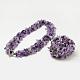 Chip Amethyst Beads Bracelets & Necklaces Jewelry Sets SJEW-F133-12-1