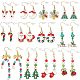Sunnyclue 12 Paar baumelnde Ohrringe aus Legierung mit 12 Stilen zum Thema Weihnachten EJEW-SC0001-33-1