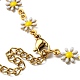 Ion Plating(IP) 304 Stainless Steel Flower Link Chain Necklace with Enamel NJEW-E098-01G-3