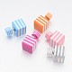Chic Girl's Striped Resin Double Sided Cube Ear Studs EJEW-X0005-1