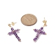 Boucles d'oreilles pendantes en forme de croix avec pierres précieuses mélangées naturelles EJEW-JE05200-4
