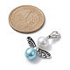 Décorations de pendentif en perles rondes en alliage d'ange et perles de verre HJEW-JM01292-3