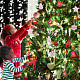 木製の装飾品  クリスマスツリー吊り飾り  ジュートより糸付き  クリスマスパーティーギフトの家の装飾のため  ミックスカラー  49.5~60x42.5~63mm  30個/セット JX040A-6
