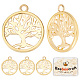 Beebeecraft 1 Box 25Pcs Tree of Life Charms 18K Gold Plated Flat Round Life Tree Pendant Charms for DIY Earring Necklace Bracelet Making Crafts KK-BBC0004-68-1