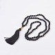 Natürliche schwarze Achat Buddha Mala Perlen Halsketten NJEW-JN02129-01-1