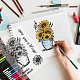 PH PandaHall Sunflower Bouquet Clear Stamp DIY-WH0618-0029-5