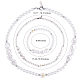 3 個の天然シェル & プラスチック パール花ビーズ ネックレスとストレッチ ブレスレット セット  女性のためのジュエリーセット  ホワイト  15-3/8~18-1/4インチ（39~46.5cm）  内径：2インチ（5.3cm） SJEW-SW00010-02-2