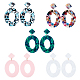 Anattasoul 5 paire 5 couleurs acrylique creux ovale boucles d'oreilles avec épingles en acier fer pour les femmes EJEW-AN0004-04-1