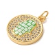 Плоские круглые подвески из латуни с фианитом и хамсой KK-K385-051G-3