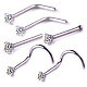 6Pcs 6 Style Clear Cubic Zirconia Nose Studs AJEW-PW0005-21P-1