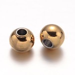 Placcatura ionica (ip) 304 perline in acciaio inossidabile, tondo, oro, 6mm, Foro: 2.2 mm