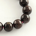Grenat naturel brins de pierres précieuses perles, ronde, 8mm, Trou: 1mm, Environ 48 pcs/chapelet, 14.9 pouce
