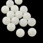 Runde Nachahmung Edelstein Acryl-Perlen, weiß, 6 mm, Bohrung: 2 mm