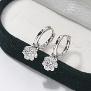 Серьги-кольца из латуни с прозрачным фианитом EJEW-Q014-06P