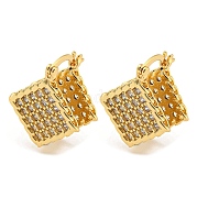 Серьги-кольца из латуни с микропаве в форме ромба EJEW-Q785-08G