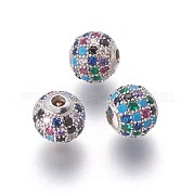 Латунные микро проложить кубического циркония бусы ZIRC-F098-02P-8mm