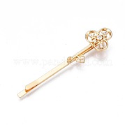 Brass Micro Pave Clear Cubic Zirconia Hair Bobby Pin Findings MAK-N232-002