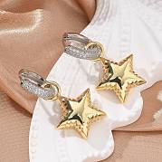 Серьга-кольцо из латуни с микропаве из кубического циркония EJEW-C057-01G