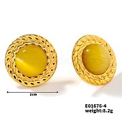 Милые плоские круглые серьги-гвоздики «кошачий глаз» на лето DG6312-4