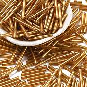 Серебряные подкладке прозрачное стекло стеклярусом SEED-R028-2x20-B01