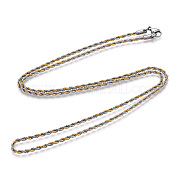 Two Tone 304 Stainless Steel Rope Chains Necklace for Men Women NJEW-N052-02