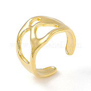 Ion Plating(IP) 304 Stainless Steel Wide Hollow Open Cuff Ring for Women RJEW-G275-03G