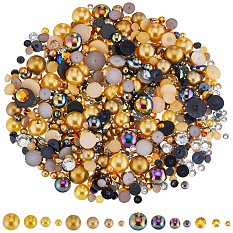 2 Beutel ABS-Kunststoff-Imitationsperle mit Harz-Strass-Cabochon MRMJ-SC0001-20C