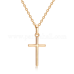 Colliers avec pendentif croix en laiton plaqué or véritable, véritable 18k plaqué or, 18 pouce (45.7 cm)