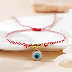 Verstellbare geflochtene Armbänder aus Nylonschnur im Bohème-Stil für Frauen und Männer, bösen Blick, rot