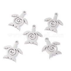 Anlaufgeschützte Anhänger aus 304 Edelstahl, Laserschnitt, Meeresschildkröte, Edelstahl Farbe, 12x11x1 mm, Bohrung: 1 mm