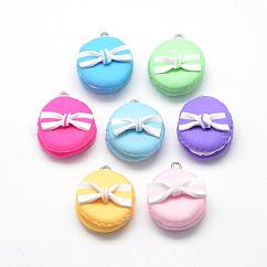 Ciondoli in fimo fatti a mano, macarons con bowknot, colore misto, 28~30x25~26x16~21mm, Foro: 2 mm