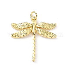 Messing Anhänger & Charms, Libelle, Bleifrei und cadmium frei, langlebig plattiert, Gestell, mit Sprungring, echtes 18k vergoldet, 25x24.5x3 mm, Bohrung: 3.2 mm