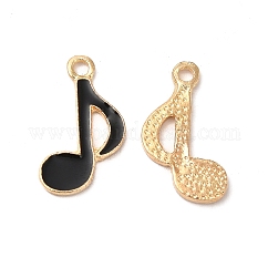 Pendentifs d'émail en alliage, Sans cadmium & sans nickel & sans plomb, or, charme de note de musique, noir, 18.5x11x1.5mm, Trou: 1.8mm