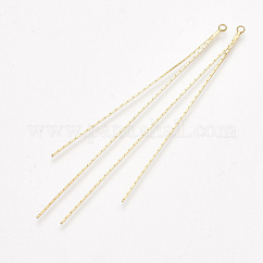 Messingkette Quaste große Anhänger, echtes 18k vergoldet, 77x2x0.5 mm, Bohrung: 1.6 mm